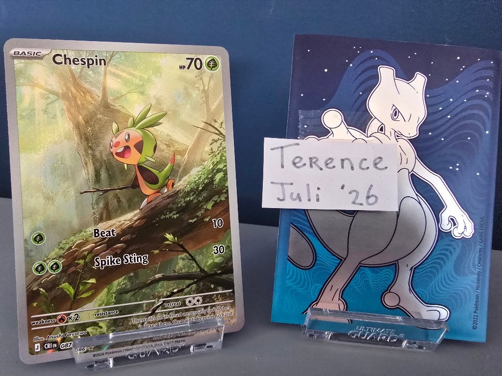 Chespin (CRI 087) Pokémon kaart, Ophalen of Verzenden, Nieuw, Losse kaart, Foil