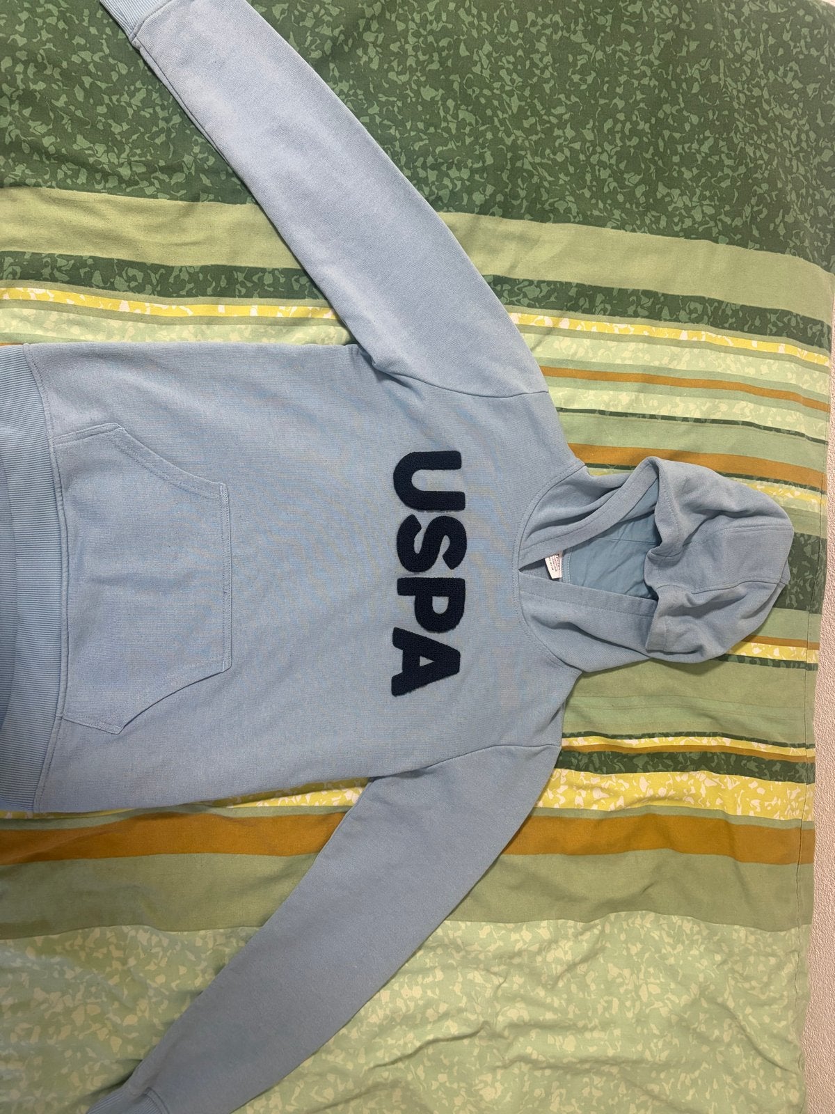 USPA Sport Hoodie Lichtblauw - Maat 13-14 jaar (158-164 cm), Ophalen of Verzenden, Zo goed als nieuw, Jongen of Meisje