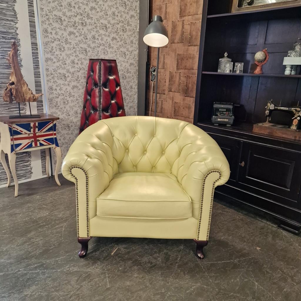 Chesterfield Hampton fauteuil creme, Ophalen, Klassiek, Nieuw, 75 tot 100 cm