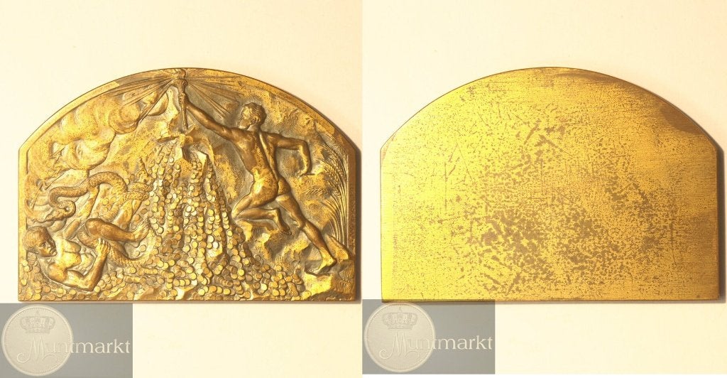 Historiepenning 1911 'Vloek en Zegen het Geld', Ophalen of Verzenden, Brons, Nederland