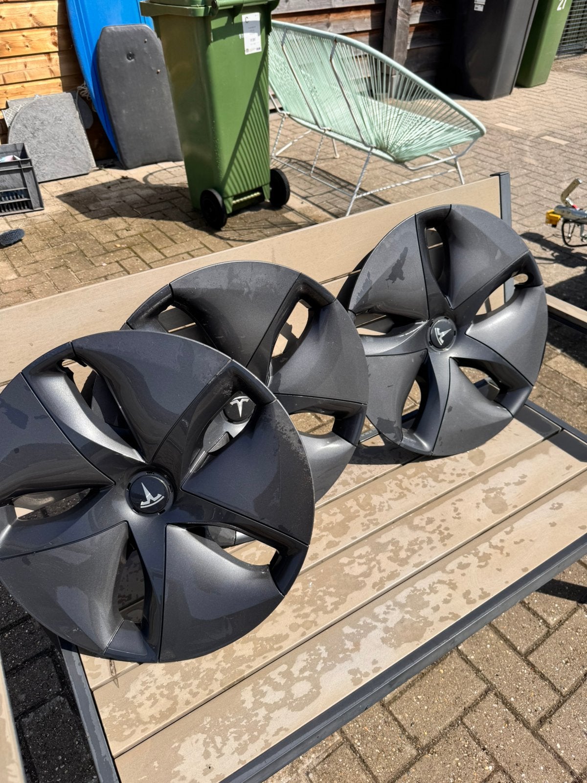 3x Tesla model 3 wieldoppen., Auto diversen, Wieldoppen, Ophalen of Verzenden, Gebruikt