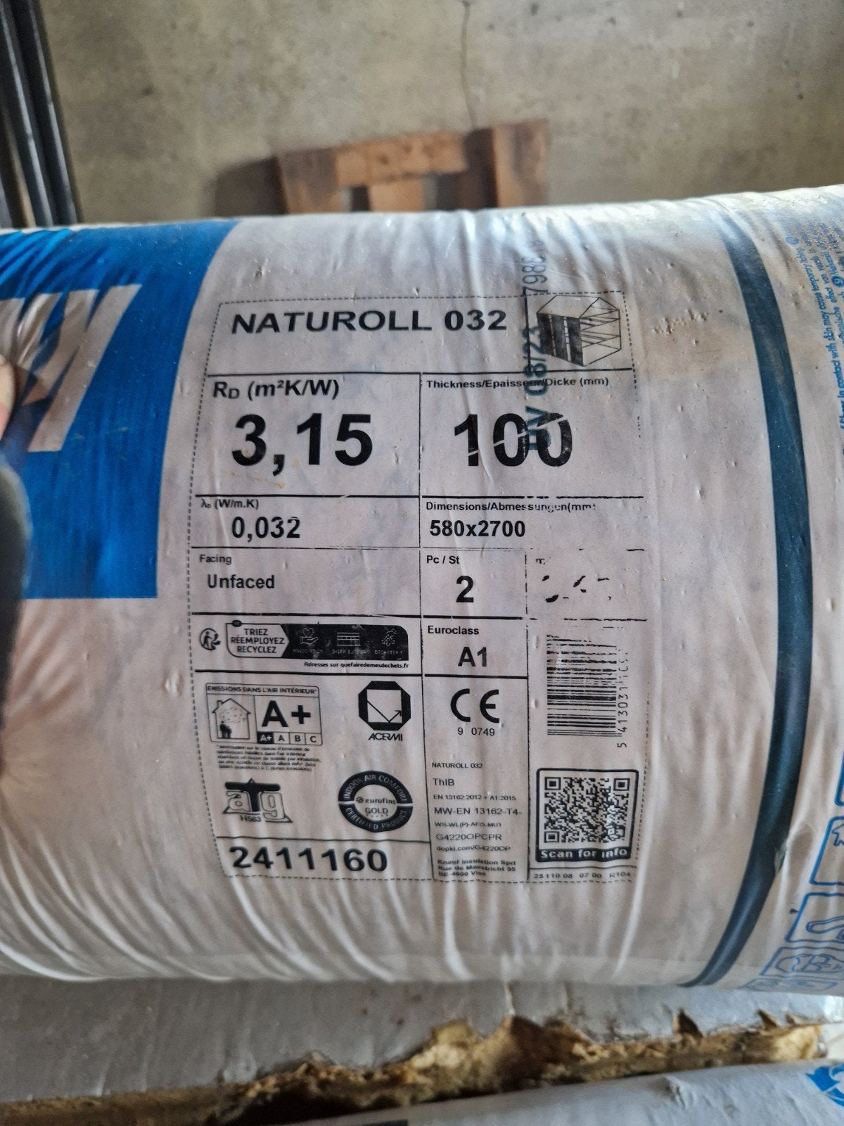 4 rollen glaswol 10 cm dik  6m2, Ophalen, 12 cm of meer, Nieuw, 15 m² of meer