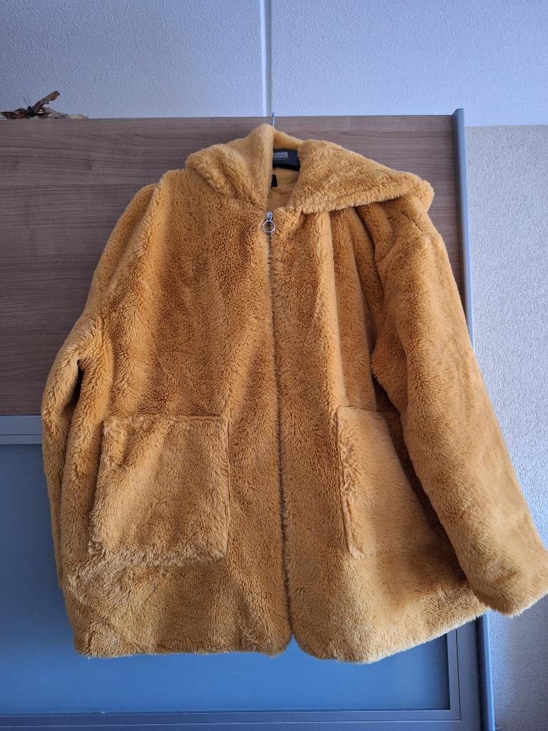 Okergele Teddy Jas maat 48-50, Kleding | Dames, Geel, Maat 46/48 (XL) of groter, Ophalen of Verzenden, Zo goed als nieuw