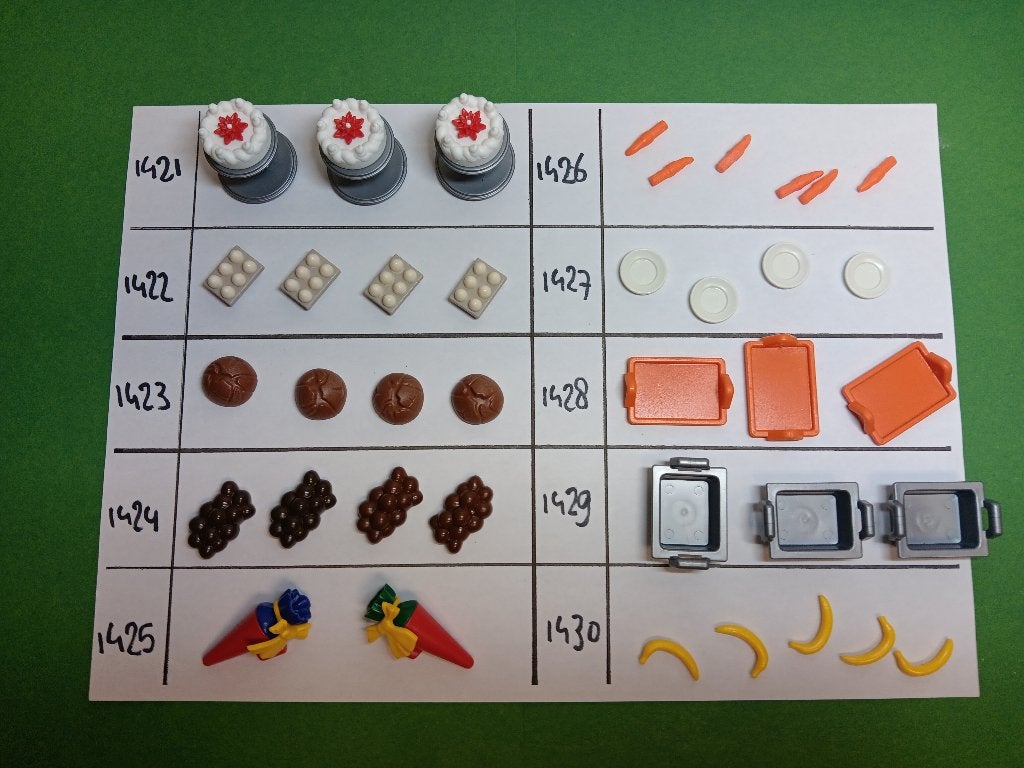 Playmobil Eten #03 Taart Eieren Brood Snoepzak Banaan Wortel, Verzenden, Gebruikt, Losse onderdelen
