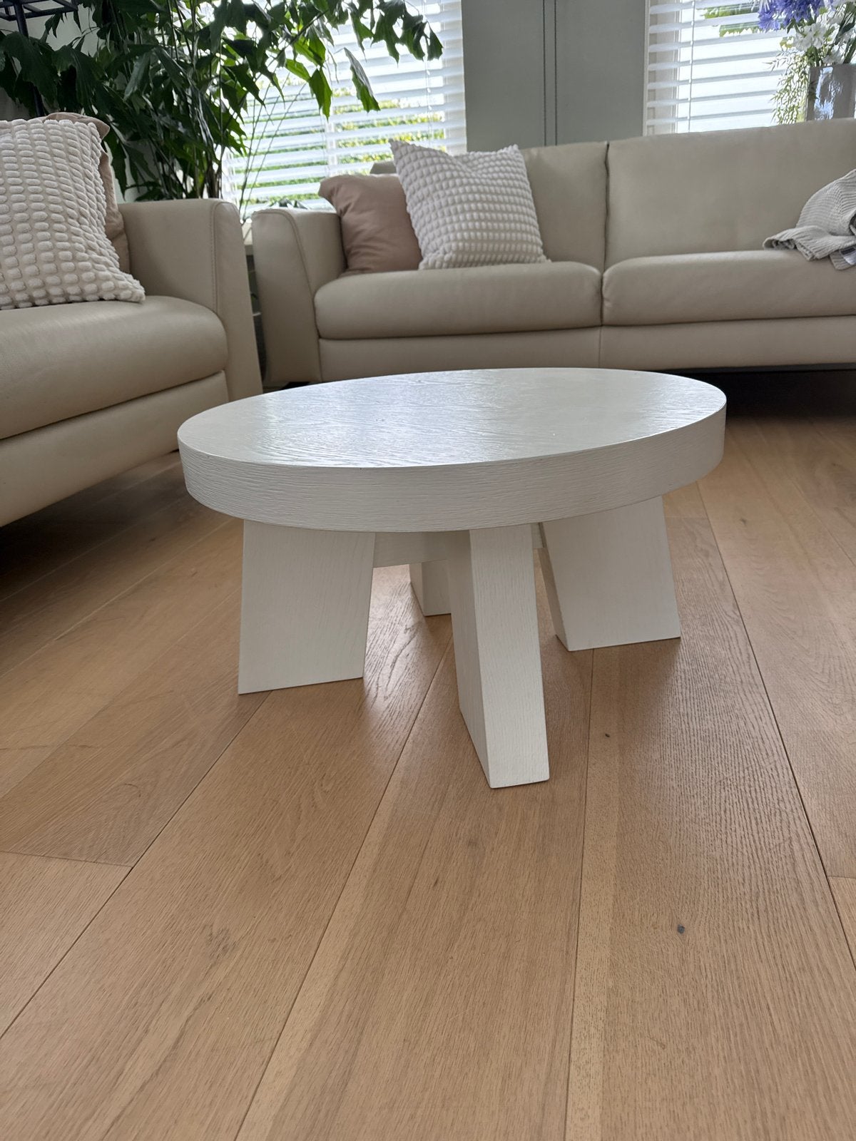 Keijser en Co Big Foot salon-/bijzettafel wit eiken, Ophalen, Gebruikt, 50 tot 100 cm, 5 – 50