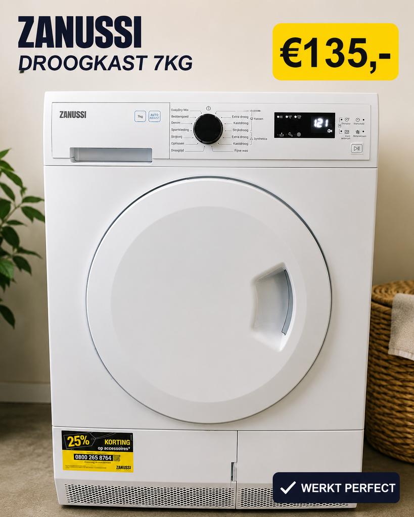 Zanussi Auto AD JUST 7 Kg, Witgoed en Apparatuur, Wasdrogers, 6 tot 8 kg, Refurbished, Ophalen of Verzenden, Voorlader