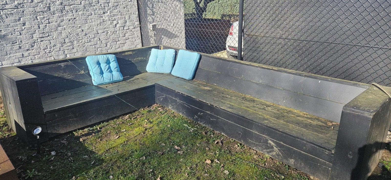 Stevige houten loungebank voor buiten, Ophalen, Gebruikt, Hout