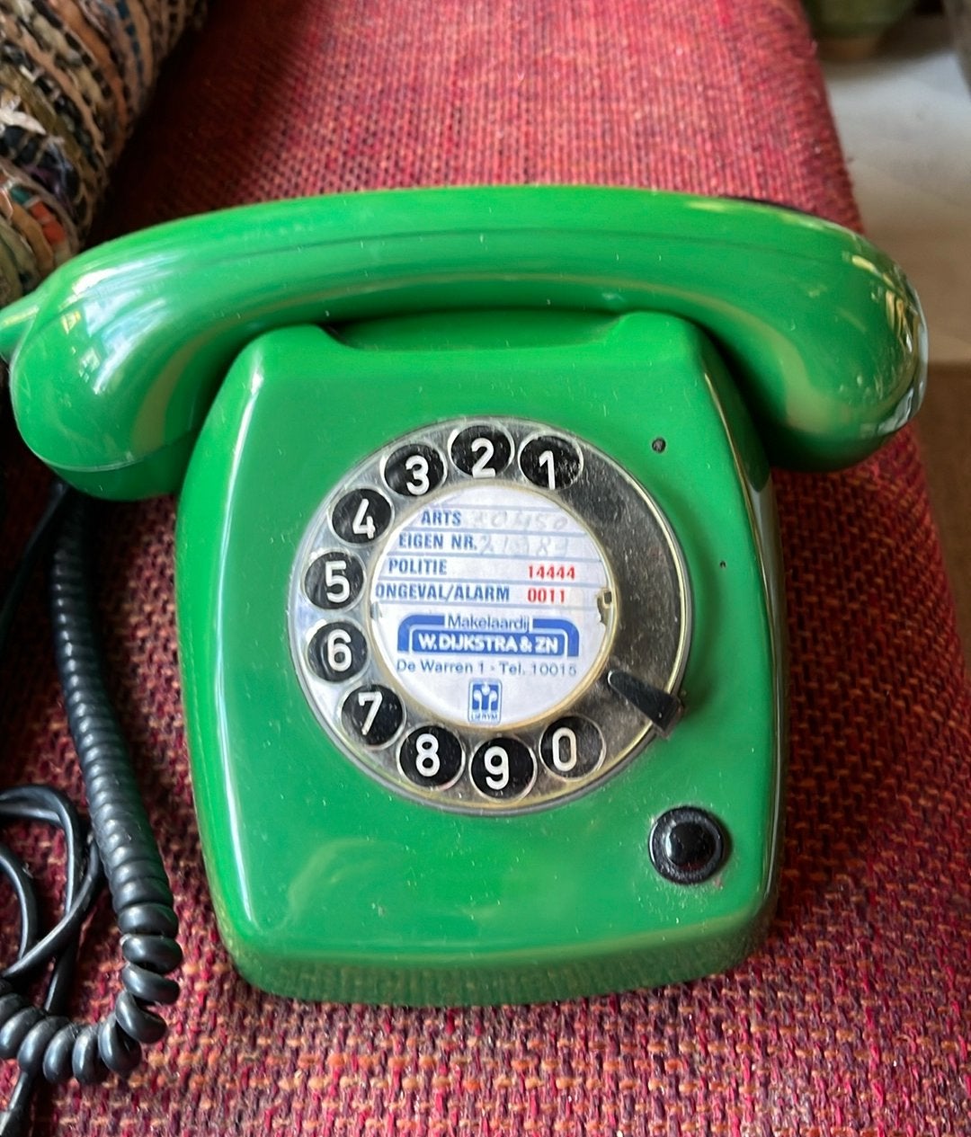 Prachtige Groene Vintage Telefoon met Draaischijf PTT, Ophalen of Verzenden, Met draaischijf
