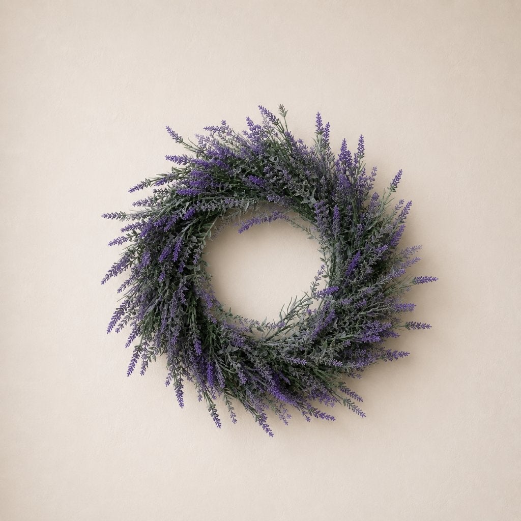 Lavendel Krans Paars Deurkrans Wanddecoratie, Paars, Nieuw, Ophalen of Verzenden, 48 cm