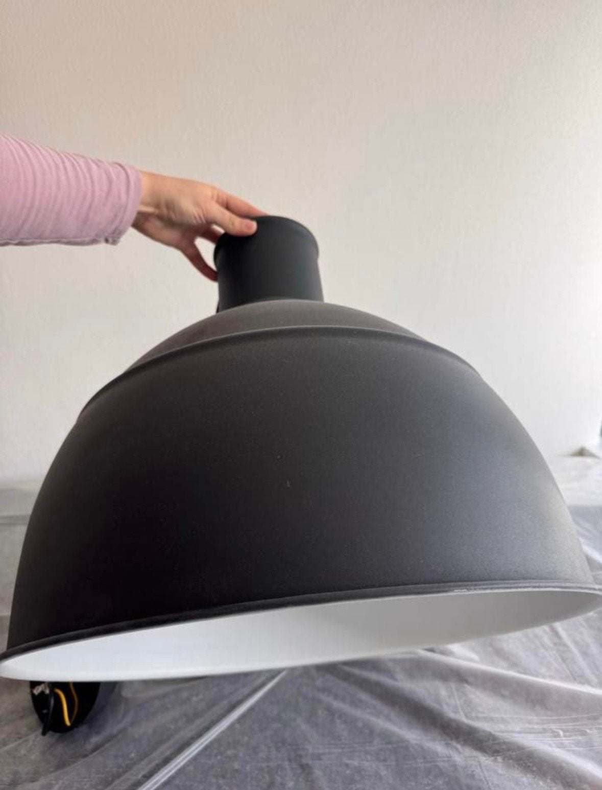 Zwarte industriële hanglamp - Grote koepel, Ophalen, Zo goed als nieuw