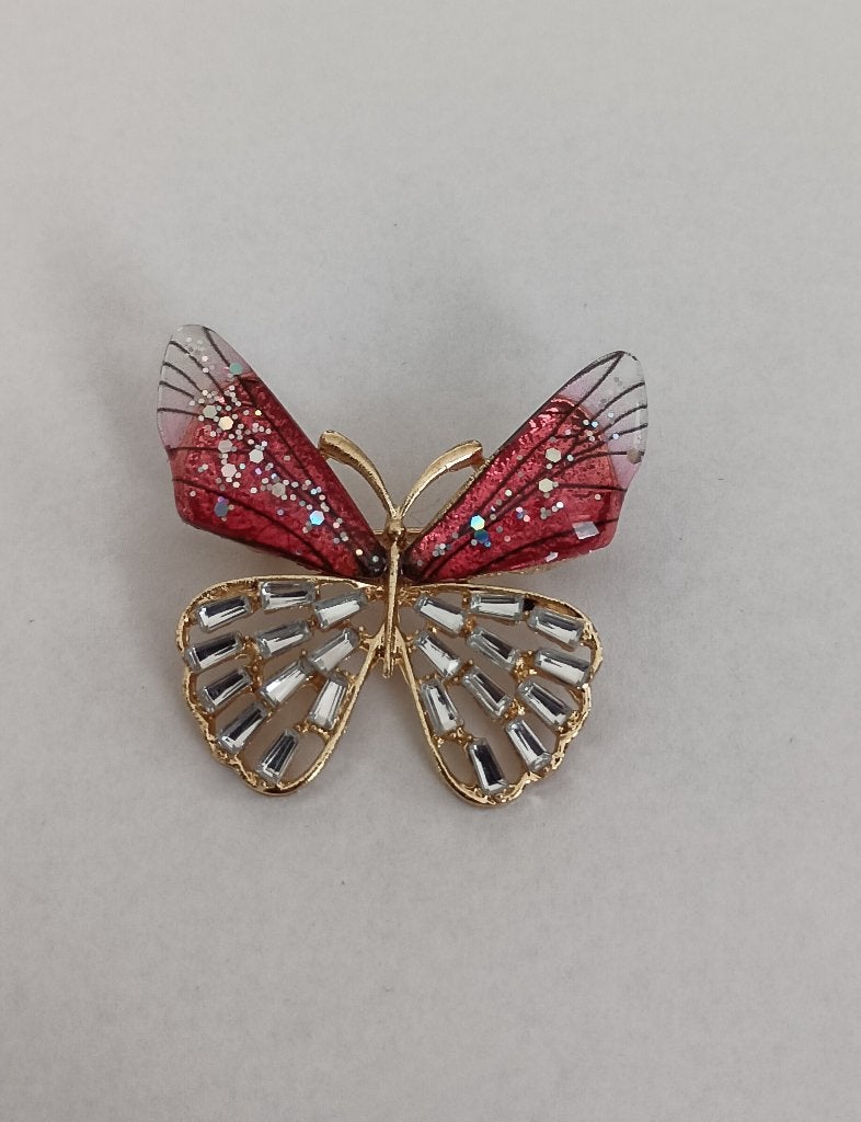 Vlinder broche, Sieraden, Tassen en Uiterlijk, Broches, Nieuw, Overige materialen, Overige kleuren, Minder dan 4 cm, Met strass