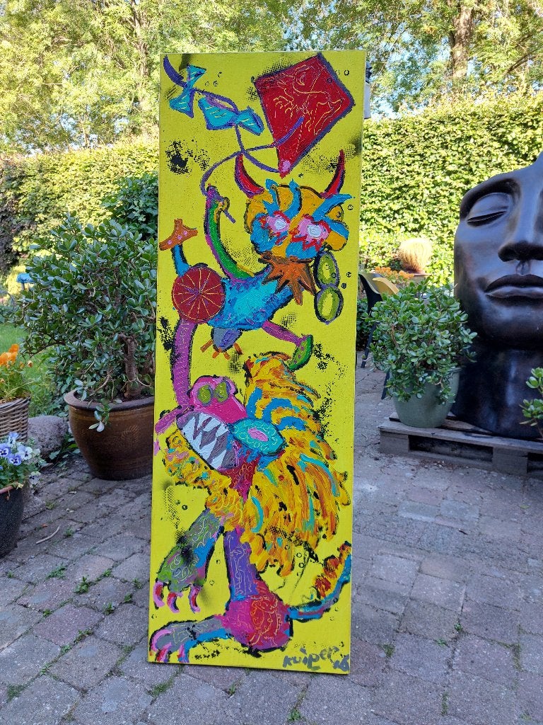 Kuiper, origineel schilderij, Acrylverf, Ophalen of Verzenden, Dieren, Gesigneerd