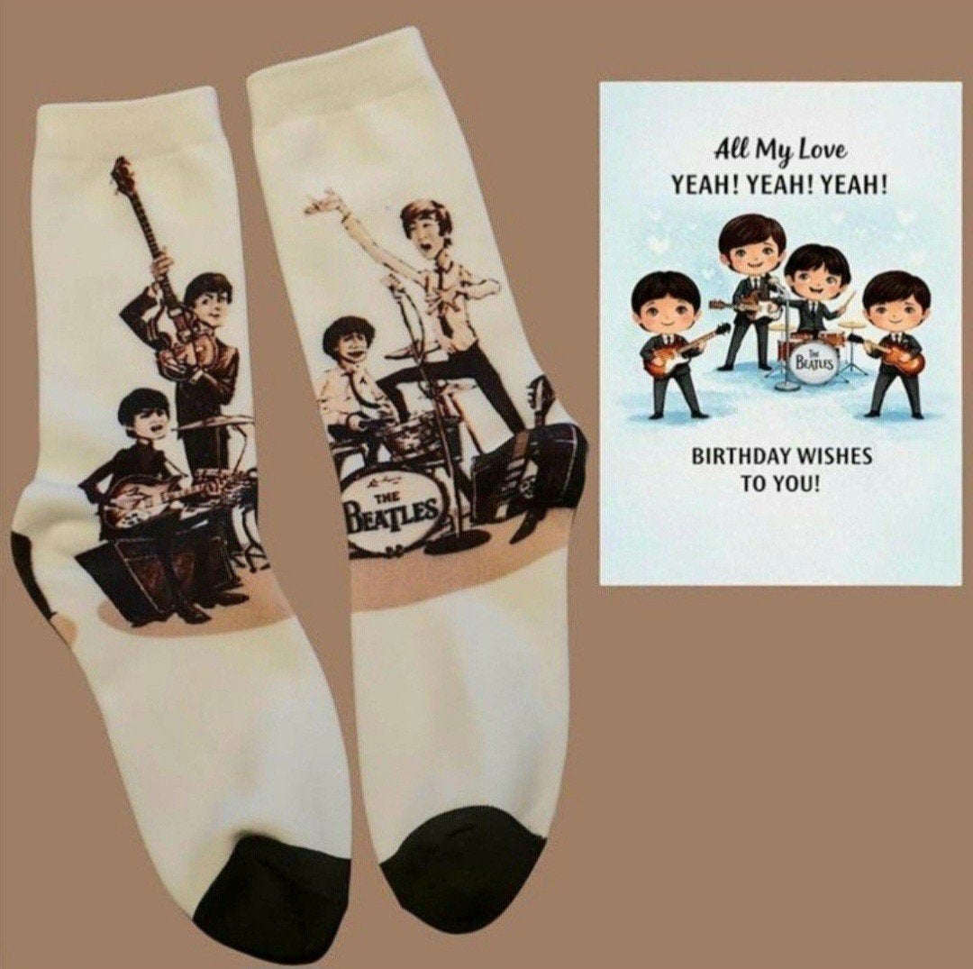 THE BEATLES SOKKEN  + VERJAARDAGS KAART THE BEATLES, Ophalen of Verzenden, Nieuw