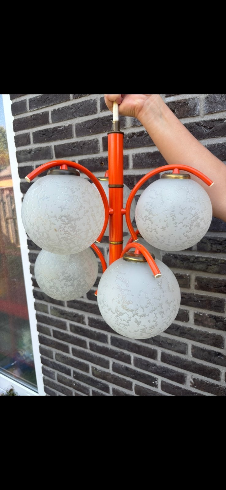 Retro, space age lamp, bollenlamp, Ophalen of Verzenden, Gebruikt