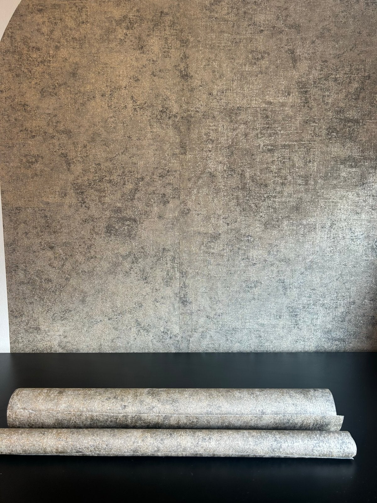 Behang - 5m2 - Goud/Grijs - Betonlook, Ophalen, Materiaallook, Modern, Grijs
