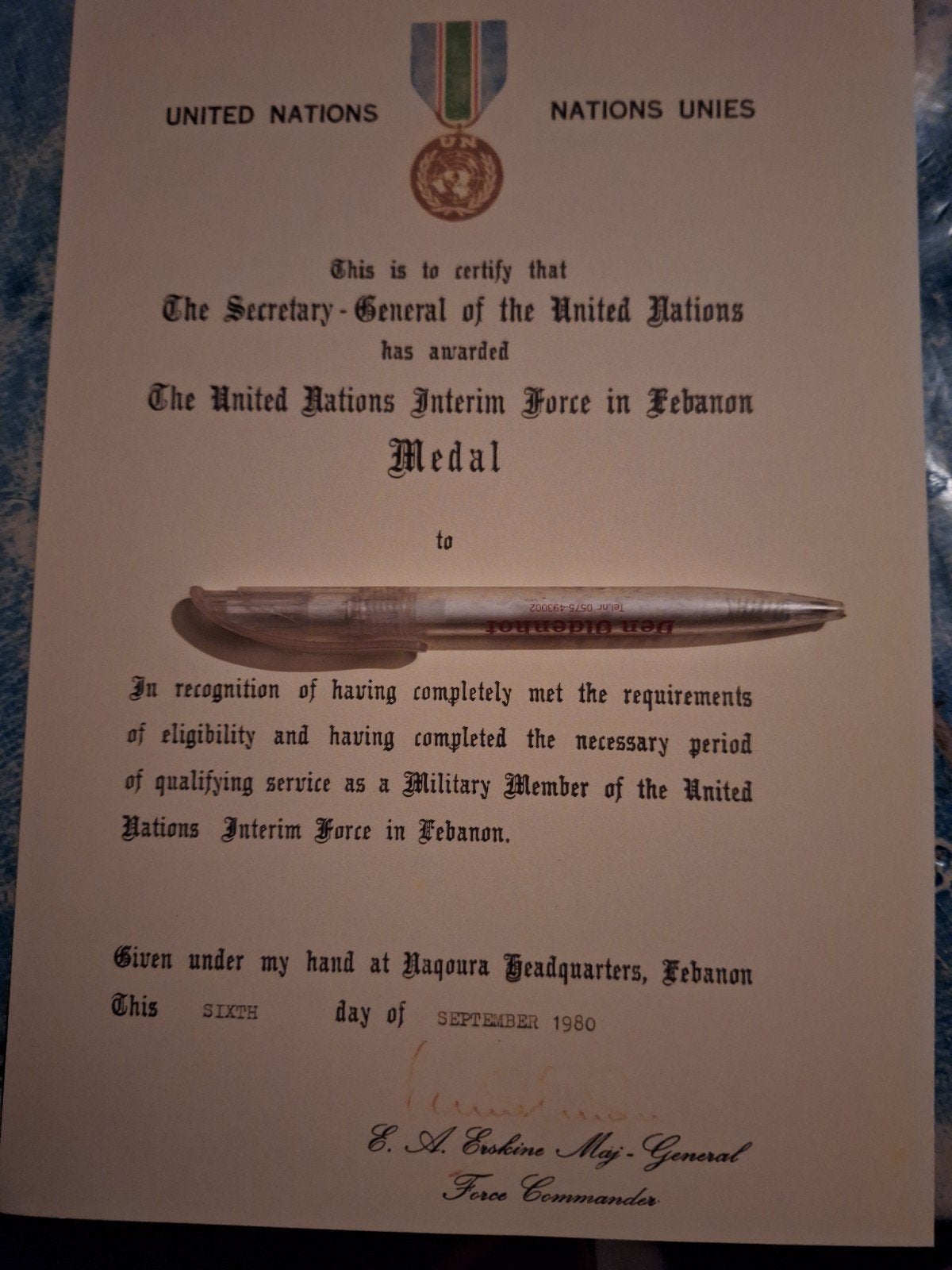 Setevicaat un medailles libanon, Verzenden, Landmacht, Nederland, Lintje, Medaille of Wings