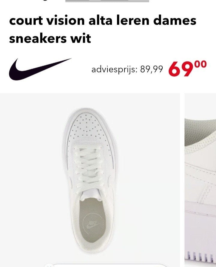 Nike court vision alta wit leer 41 nieuw, Kleding | Dames, Schoenen, Ophalen of Verzenden, Nieuw, Wit, Sneakers of Gympen