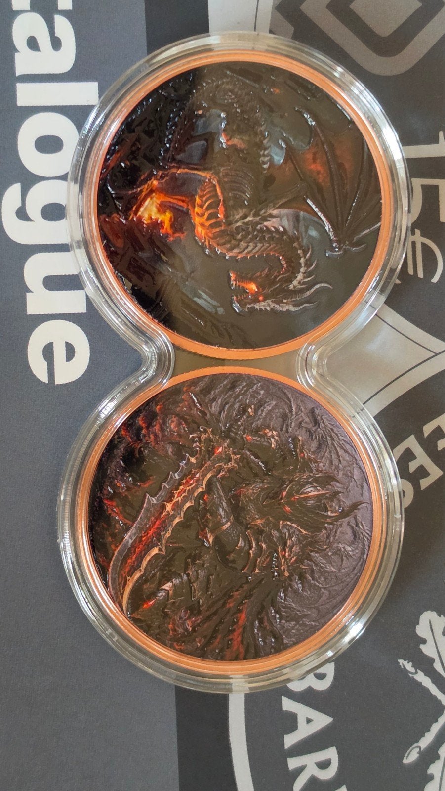 2x 1 oz .999 Koper Kleur Diep Reliëf Draak Munten, Ophalen of Verzenden