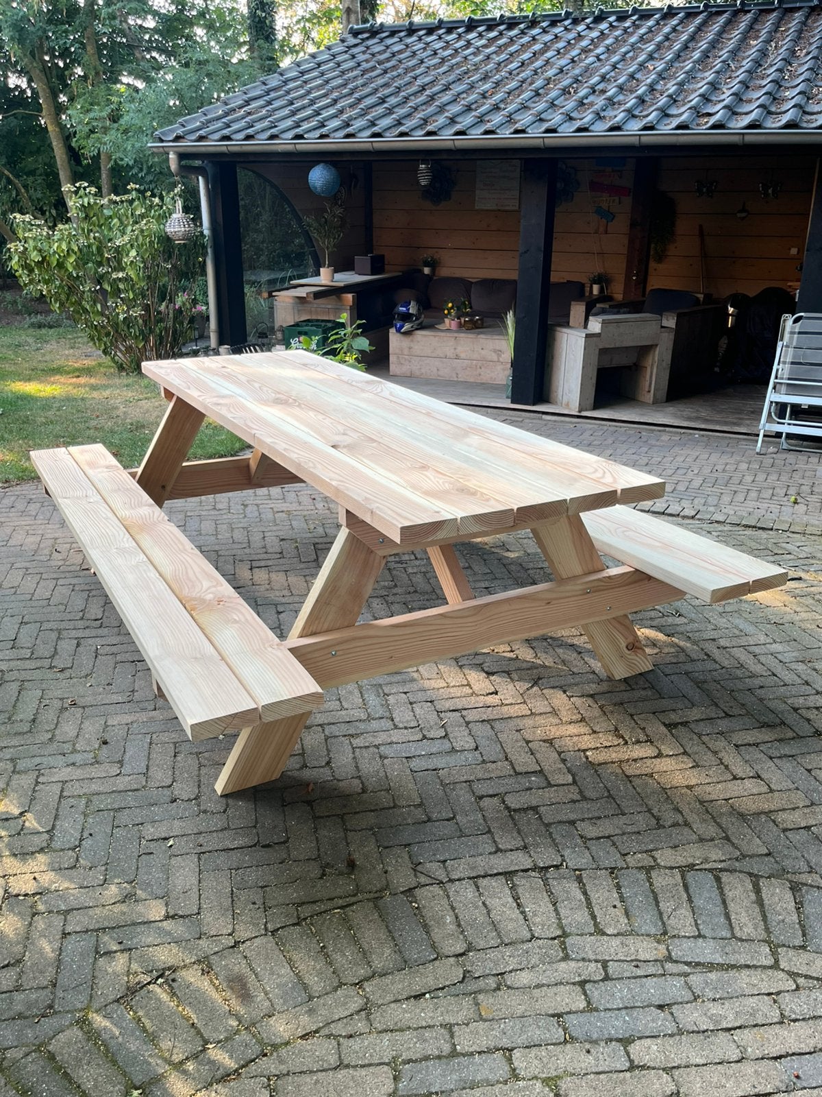 Picknickbank op maat! Aanbieding!!, Ophalen, Zo goed als nieuw, Rechthoekig, Hout