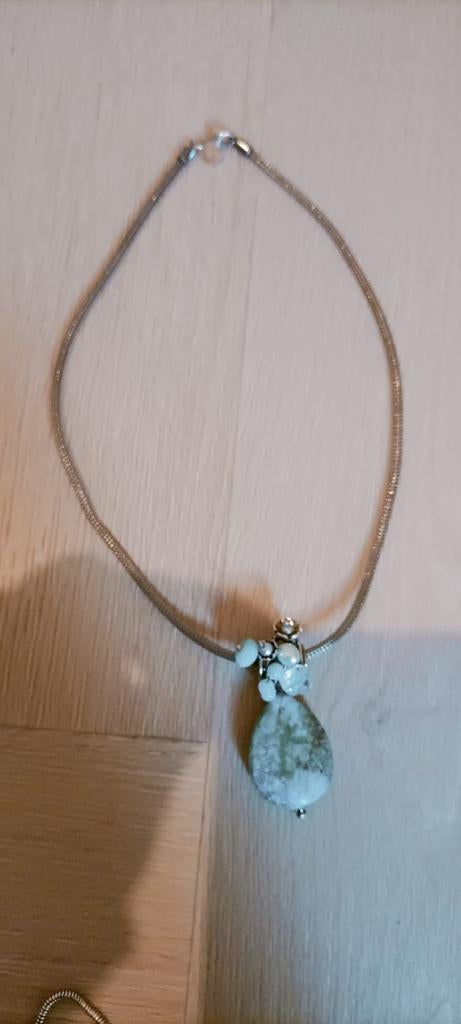 Zilveren ketting met natuursteen hanger - Monini 9295, Ophalen of Verzenden, Zilver, Zilver, Met hanger