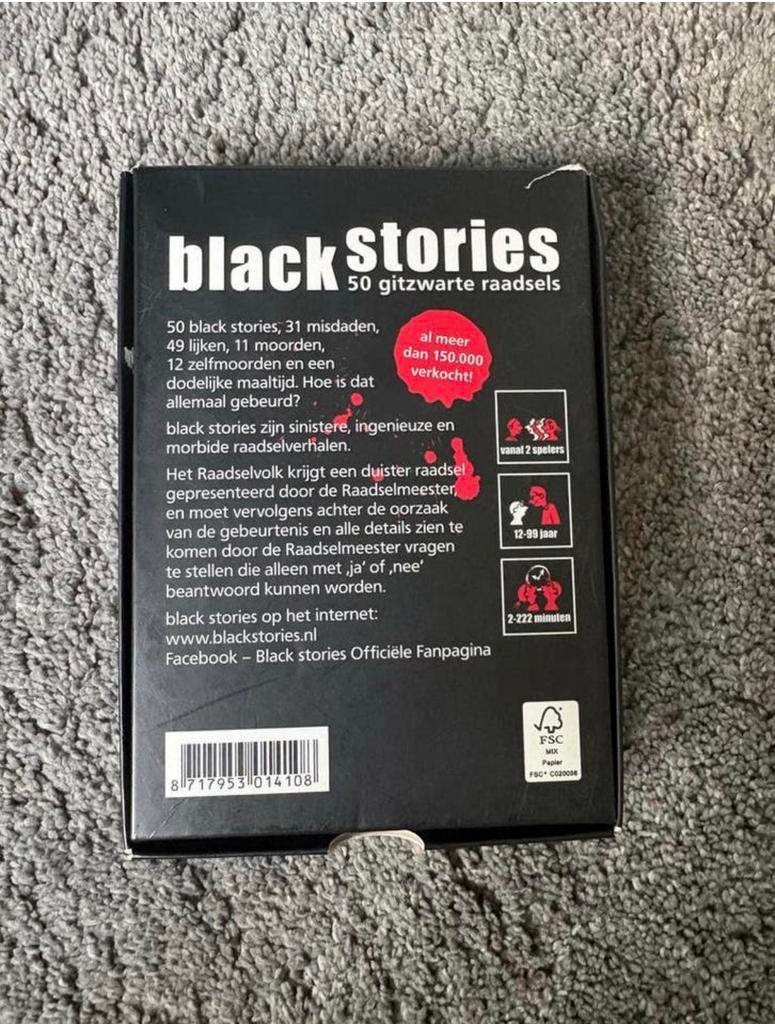 Black Stories: 50 gitzwarte raadsels, Een of twee spelers, Ophalen of Verzenden, Gebruikt