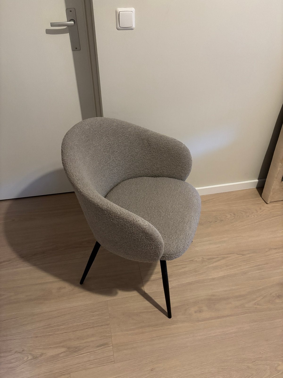 Moderne Bouclé Stoel - Grijs, Ophalen, Zo goed als nieuw, Eén, Stof