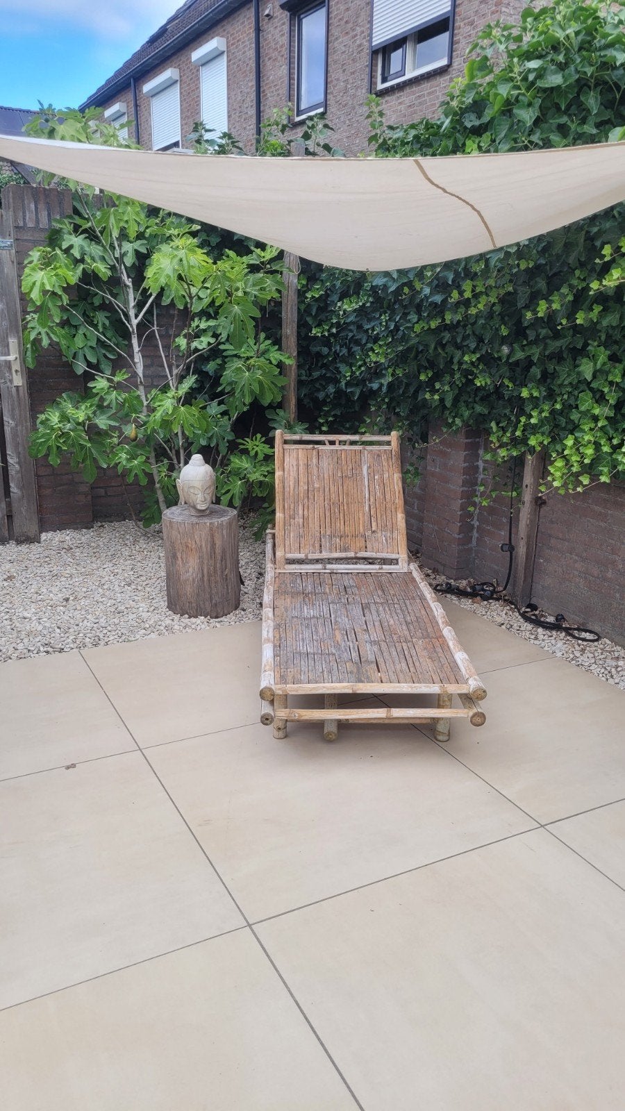 Ligbed bamboe 1 persoon, Tuin en Terras, Ligbedden, Ophalen, Gebruikt, Rotan