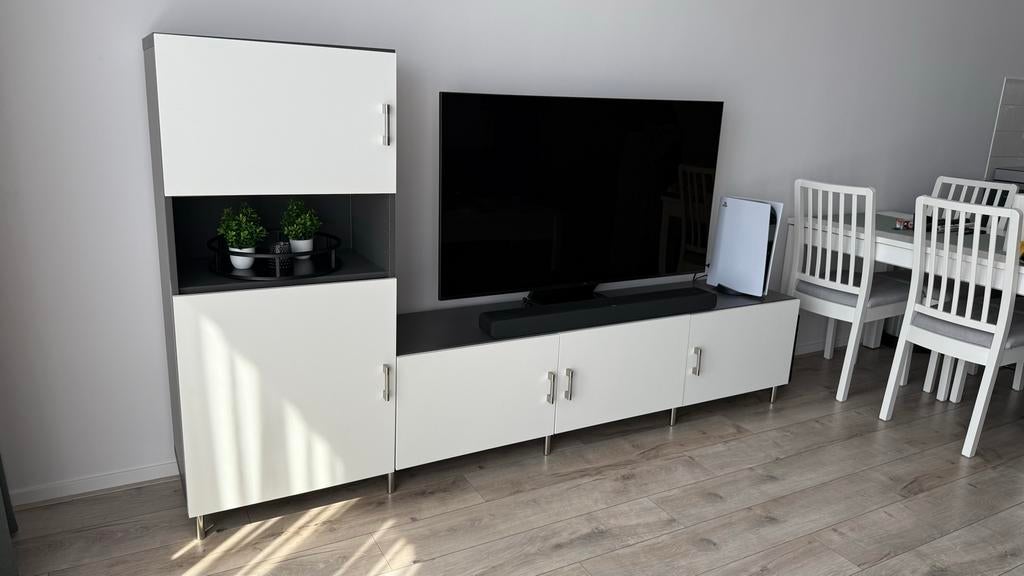 Ikea Besta tv meubel met hoge kast, Ophalen, Overige materialen, 100 tot 150 cm, Nieuw