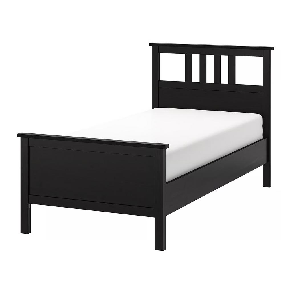 HEMNES bedframe zwart, Huis en Inrichting, Slaapkamer | Bedden, Gebruikt, 90 cm, Eenpersoons, Zwart