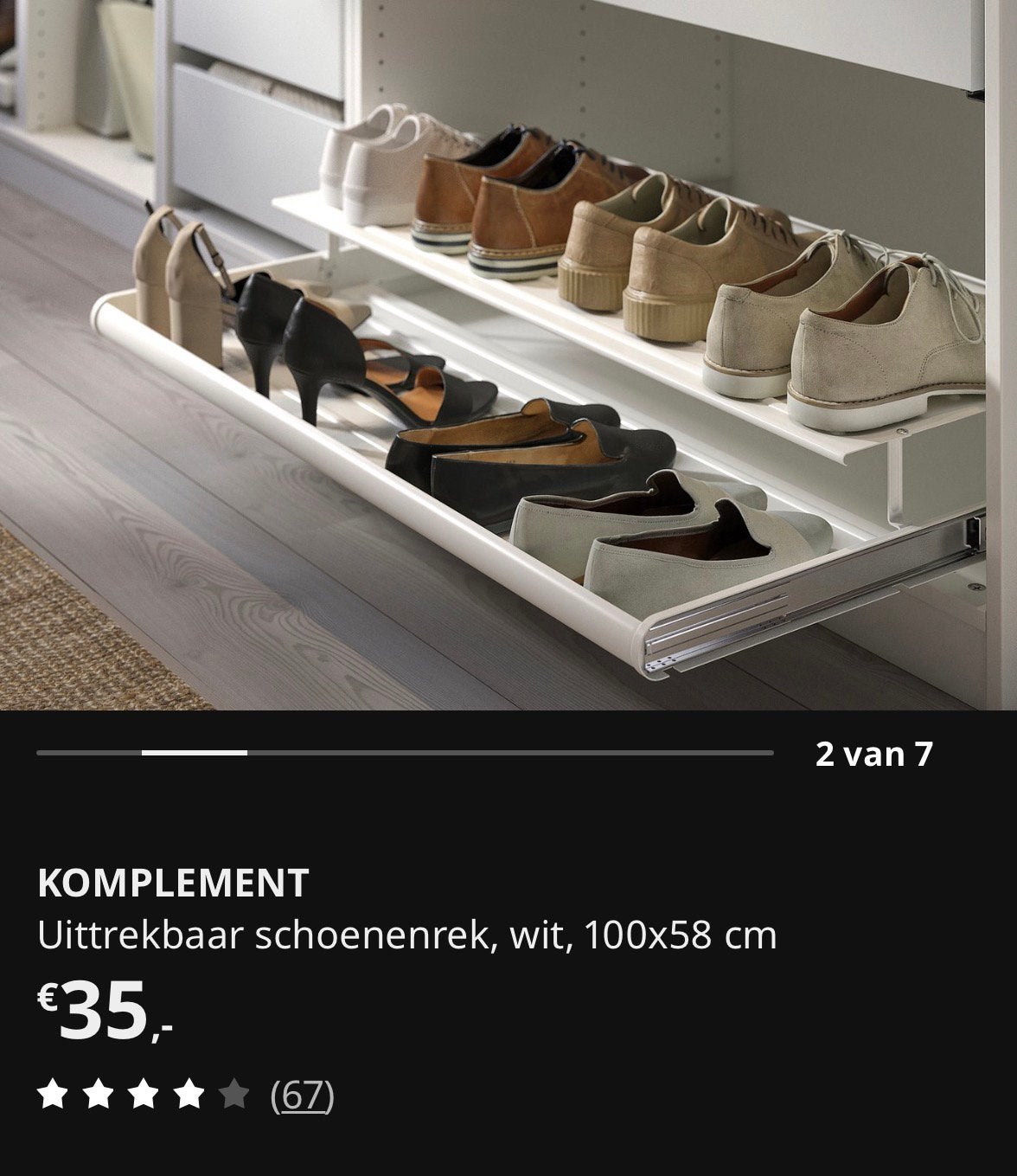 Uittrekbaar schoenenrek voor IKEA Pax kast (Komplement), Ophalen, Zo goed als nieuw