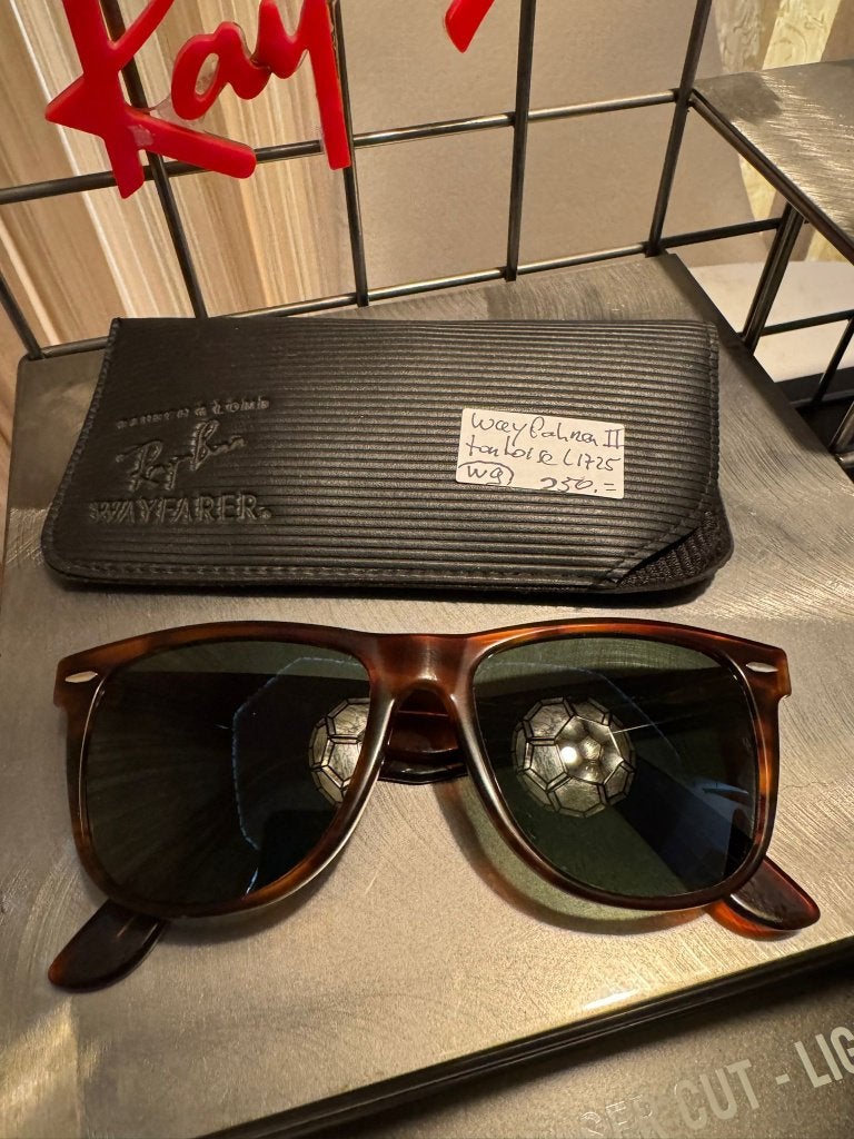 Vintage zonnebril B&L Ray-Ban Wayfarer II L1725 tortoise W9, Ray-Ban USA, Gebruikt, Zonnebril, Bruin