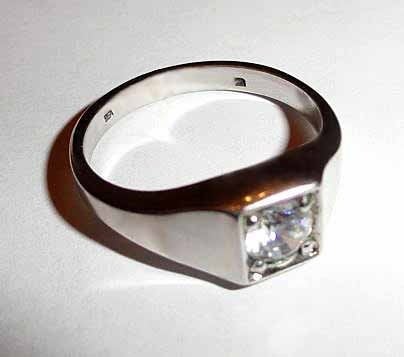 Ring 835 zilver zirkonia vierkant, 18 tot 19, Met kristal, Ophalen of Verzenden, Zo goed als nieuw