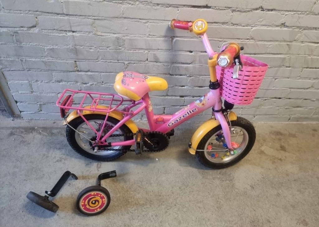Gazelle kinderfiets roze met zijwieltjes 12 inch, Ophalen of Verzenden