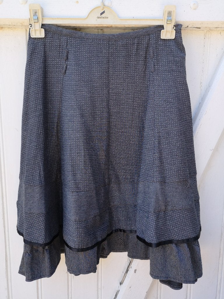 Rok met ruches van Promod (38), Kleding | Dames, Maat 38/40 (M), Zo goed als nieuw, Knielengte, Grijs