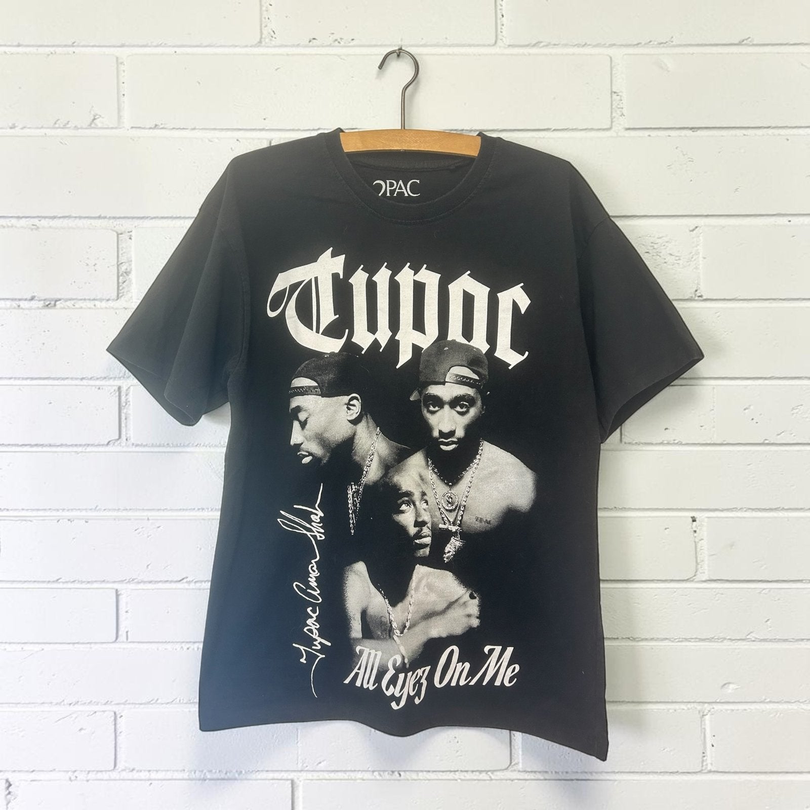 Tupac T-shirt Maat S Zwart Wit Pull & Bear Unisex, Verzenden, Zwart, Zo goed als nieuw, Pb