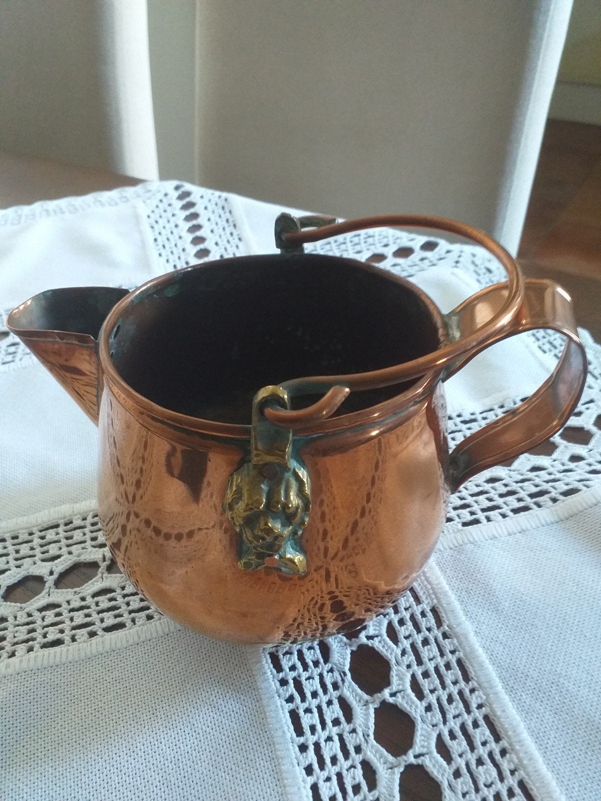 oud antiek prachig rood koperen decoratief design sierstuk, Antiek en Kunst, Ophalen of Verzenden, Koper