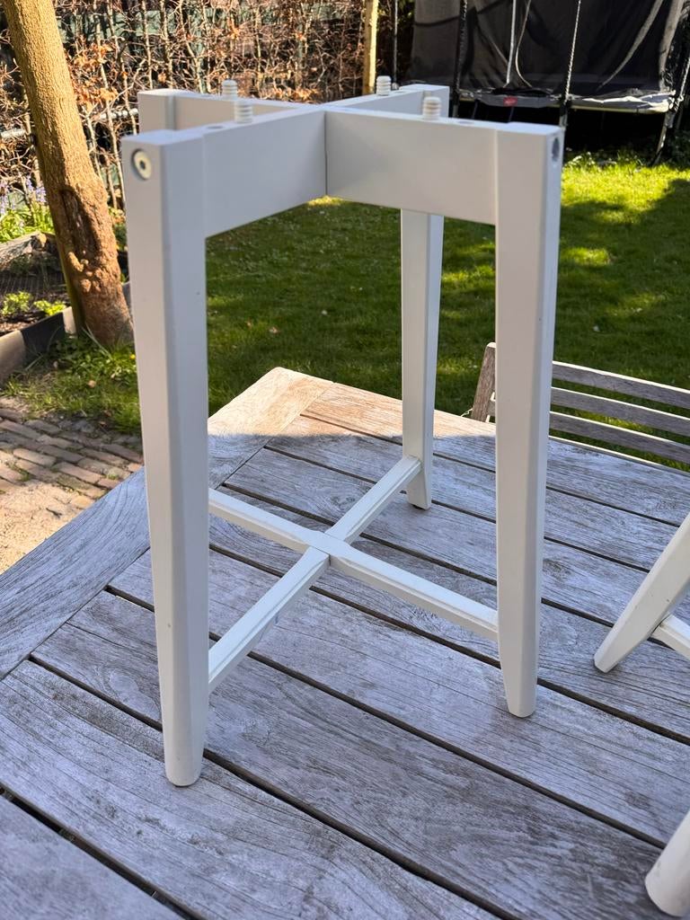 Witte houten tafelpoten (2 stuks) inderstel voor tafeltje, Ophalen, Tafelpoot, Gebruikt, Minder dan 50 cm