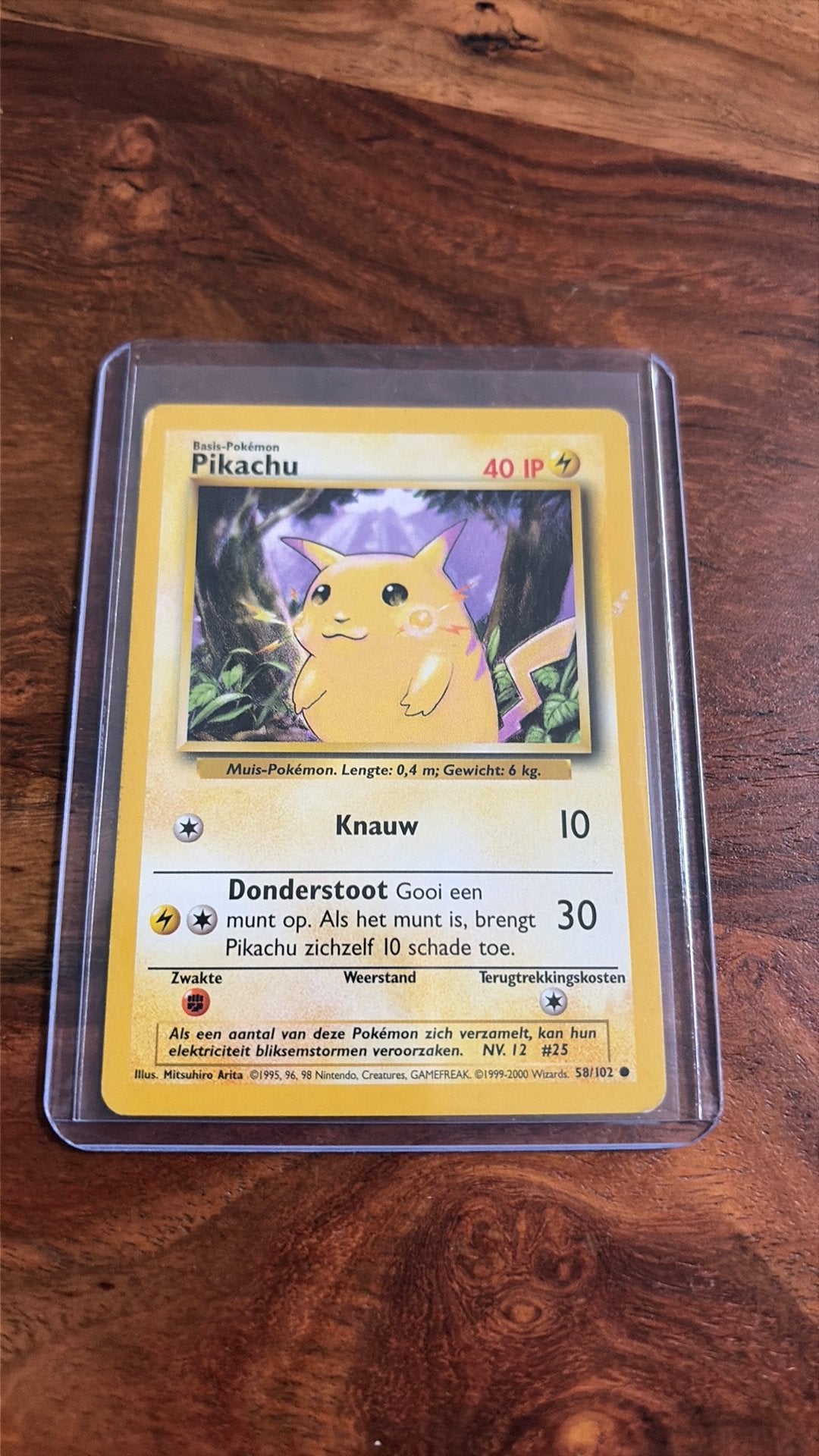 Pikachu #58/102 Base Set NL 1999, Ophalen of Verzenden, Gebruikt, Losse kaart
