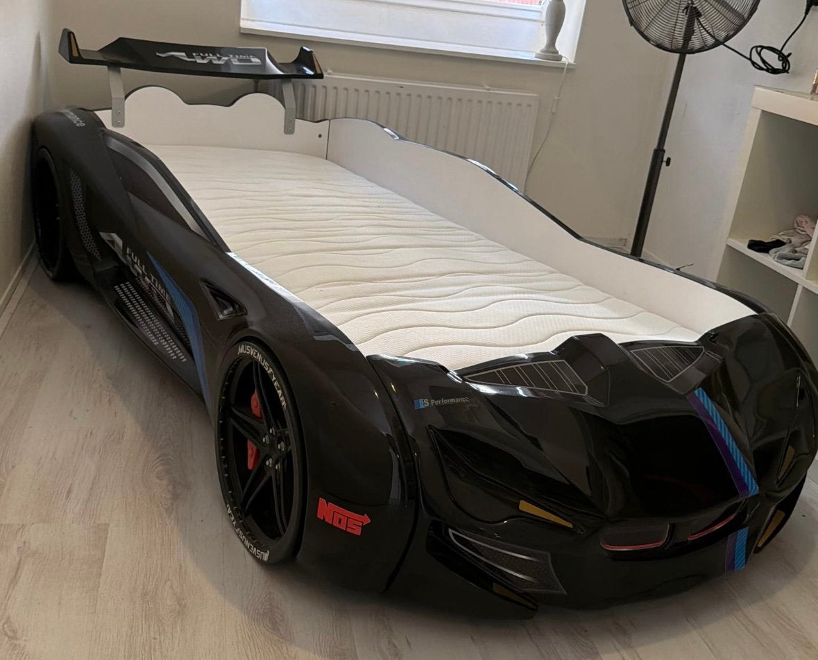 Auto bed, Ophalen, 90 cm, Eenpersoons, Wit