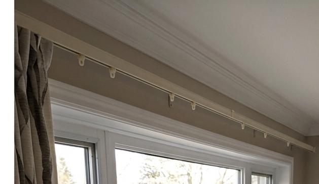 2- U gordijnrails  creme/kunststof /2.95 cm/zonder runners, Ophalen, Gebruikt, 200 cm of meer, Minder dan 100 cm