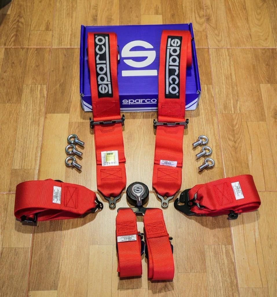 Sparco 6-punts gordel H-3 FIA - Blauw zwart rood, Ophalen of Verzenden