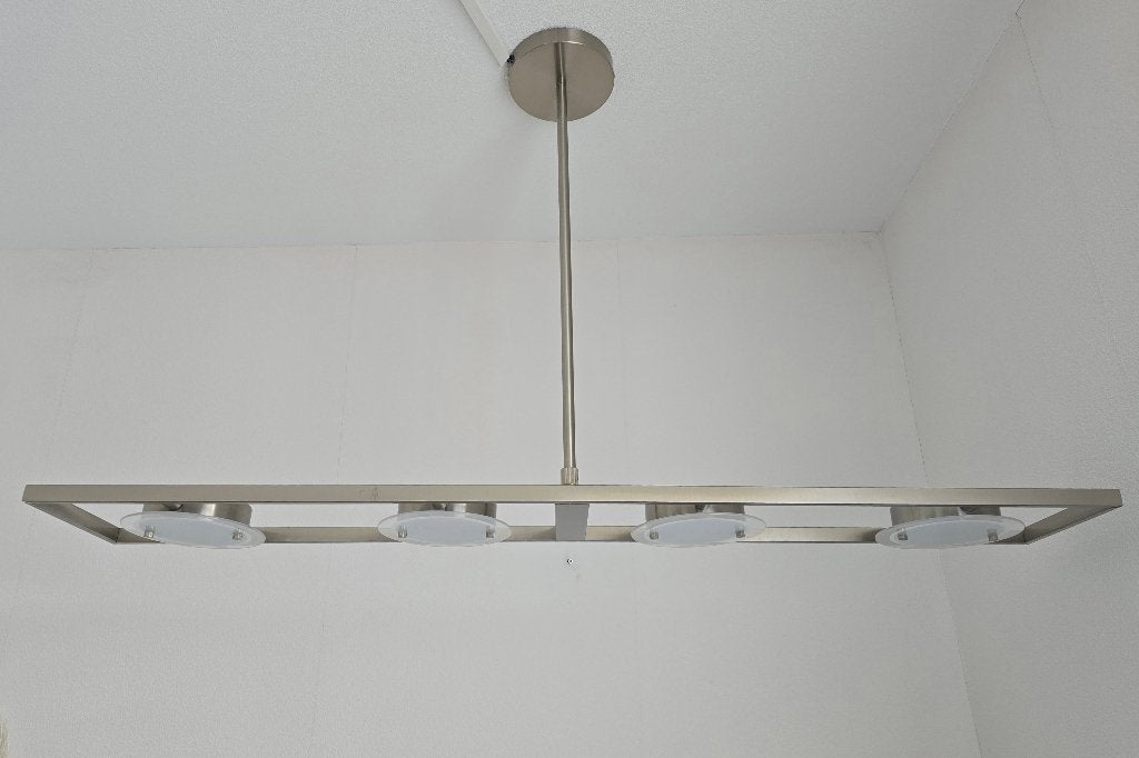 Kantelbare hanglamp RVS met 4 lampen 40 W kantelbaar dimbaar, Ophalen, Zo goed als nieuw, Metaal
