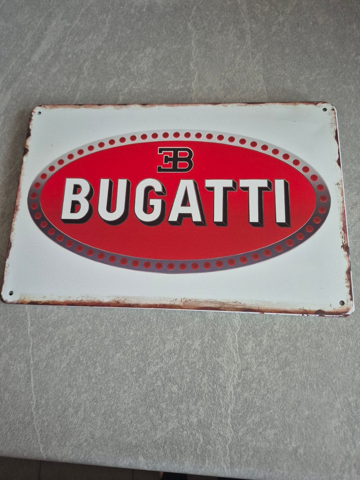 Bugatti metalen wandbord - Vintage look, Ophalen of Verzenden, Nieuw, Auto's