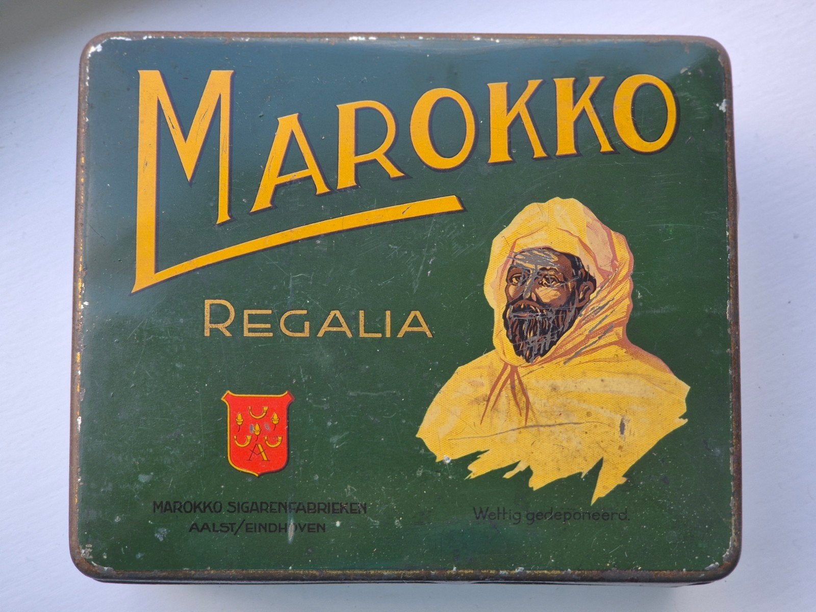 Marokko Regalia sigaren blik Aalst Eindhoven, Verzamelen, Blikken, Ophalen of Verzenden, Gebruikt, Overige
