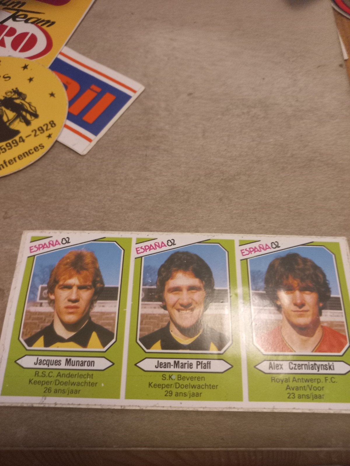 Voetbalplaatjes Spanje '82: Munaron, Pfaff, Czerniatynski, Ophalen of Verzenden
