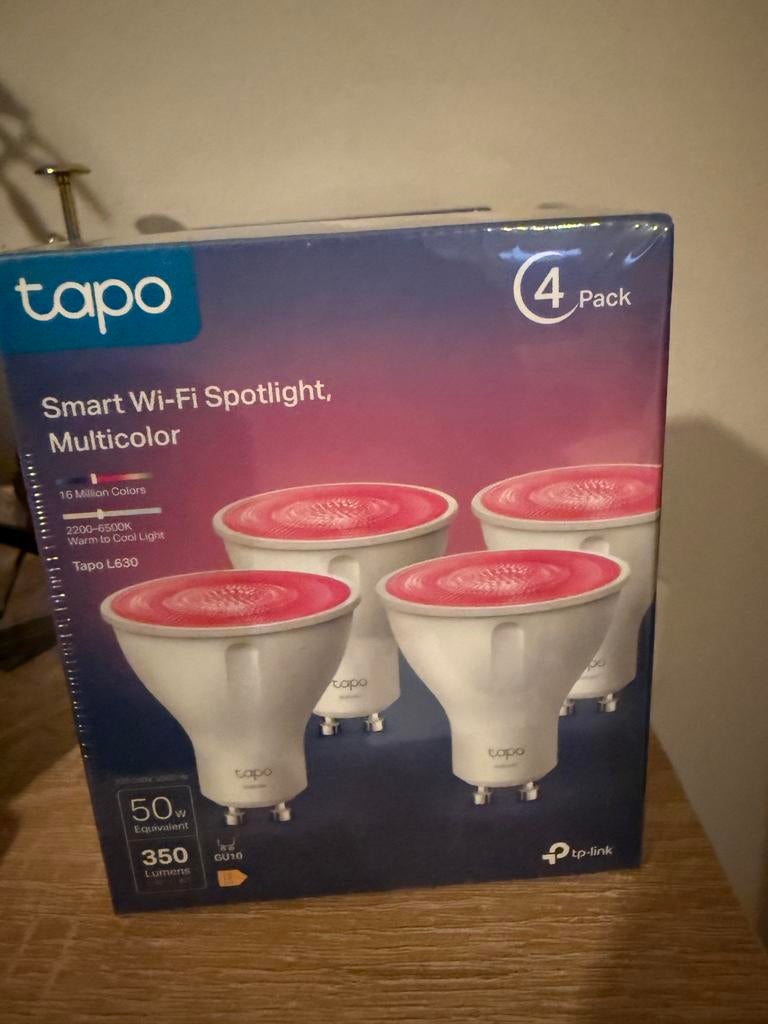 Tapo L630 Smart Wi-Fi Spotlight, Multicolour (4-pack), 30 tot 60 watt, Led-lamp, Nieuw, Bipin of Steekvoet