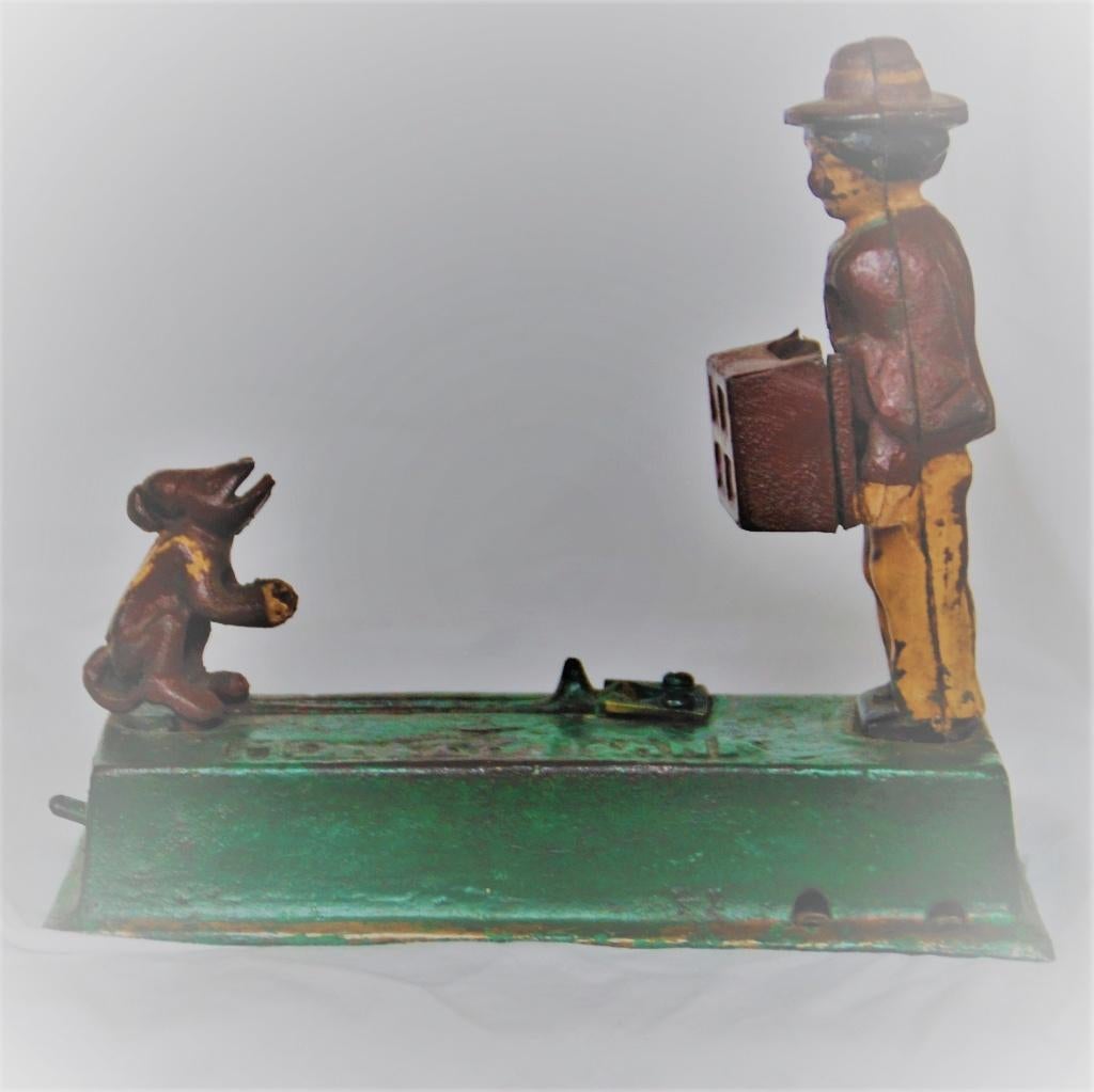 spaarpot/Antieke Cast iron spaarpot de Monkey bank,, Ophalen of Verzenden, Zo goed als nieuw, Steen, Aardewerk of Keramiek, Overige thema's