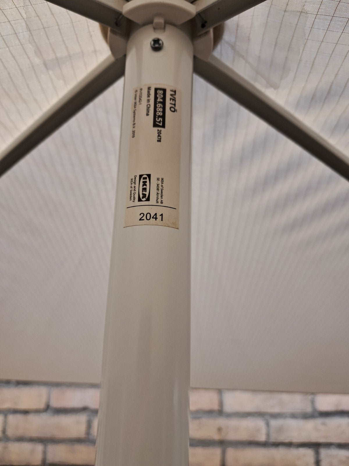 IKEA TVETÖ Muurparasol met parasolvoet, Ophalen, Gebruikt, 1 tot 2 meter, Stokparasol