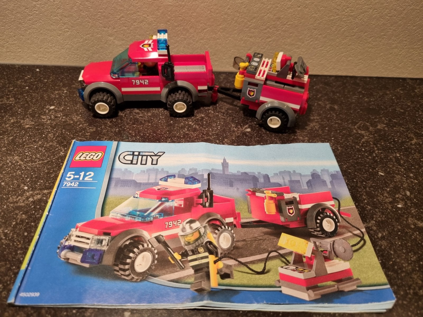 Lego 7942 brandweer auto aanhanger, Lego, Ophalen of Verzenden, Complete set, City