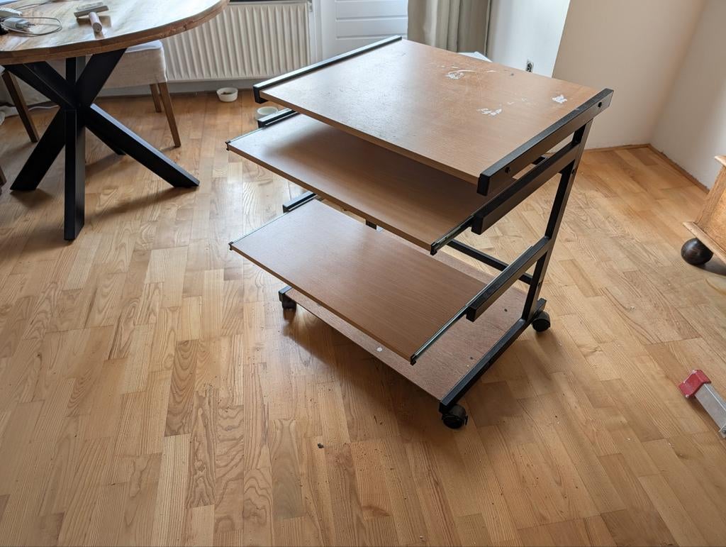 Verrijdbaar kastje met drie planken, Ophalen of Verzenden, Gebruikt